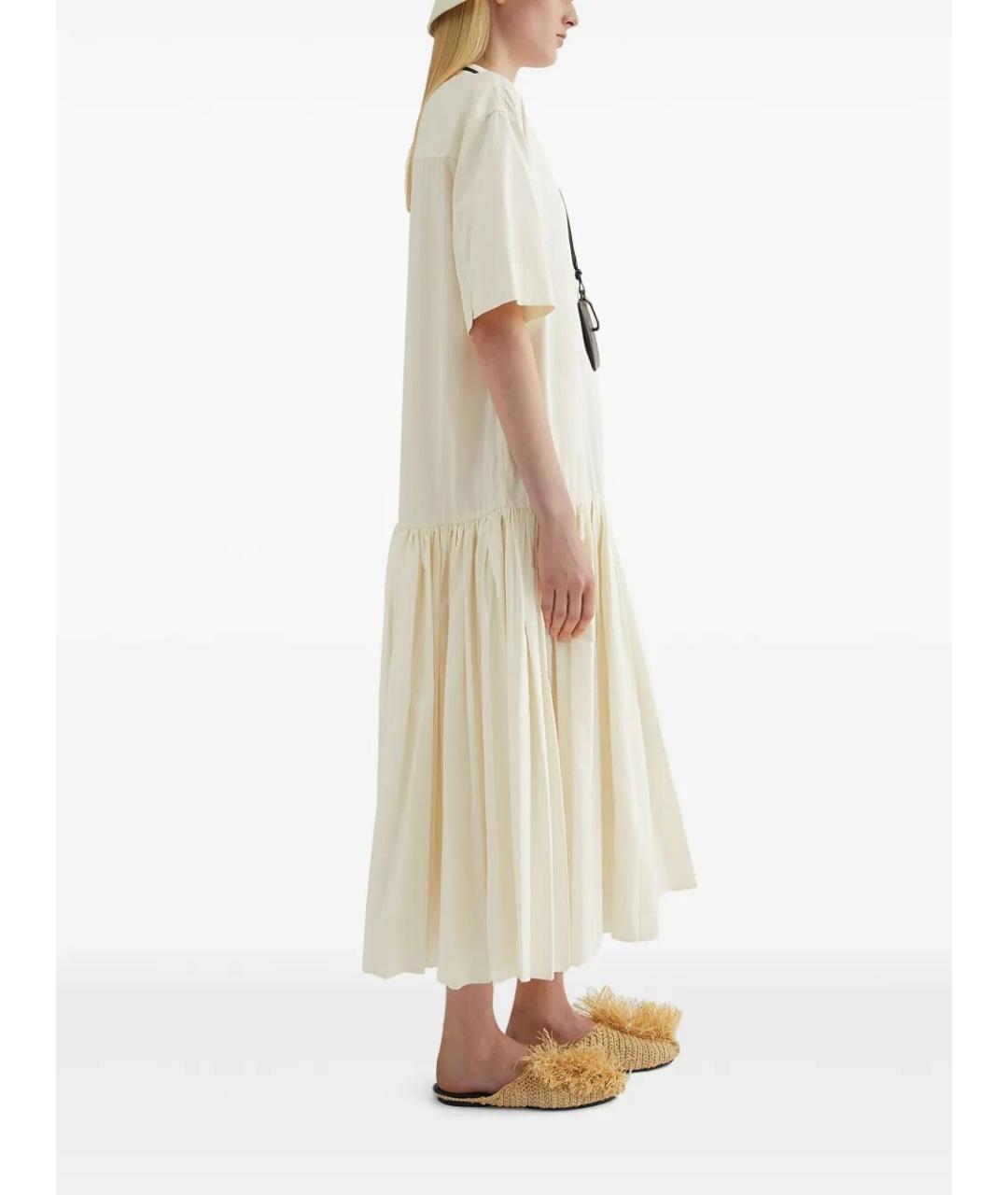 JIL SANDER Белое хлопковое повседневное платье, фото 3