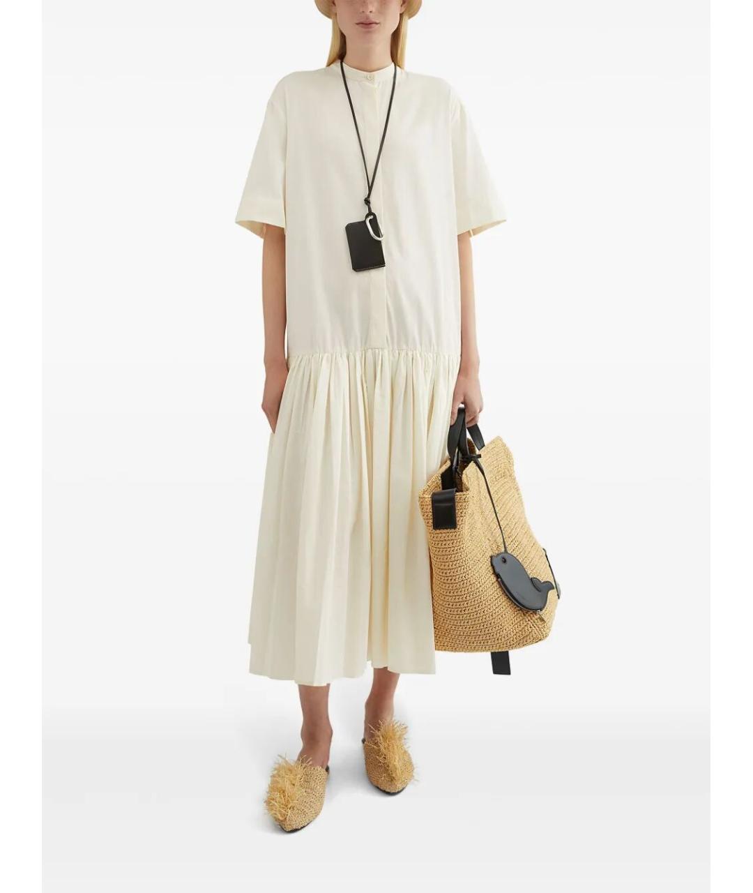JIL SANDER Белое хлопковое повседневное платье, фото 2