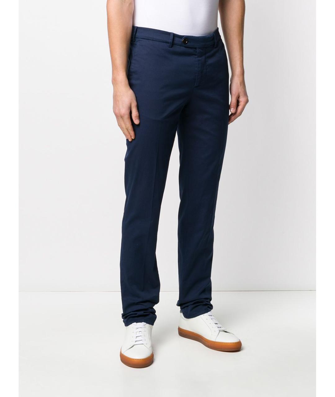 BRUNELLO CUCINELLI Синие хлопковые повседневные брюки, фото 4