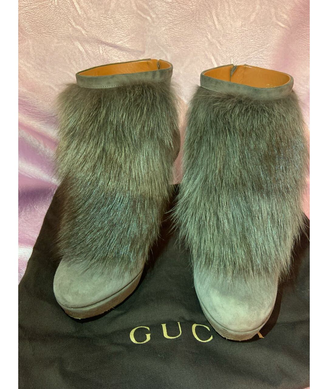 GUCCI Серые замшевые ботильоны, фото 2