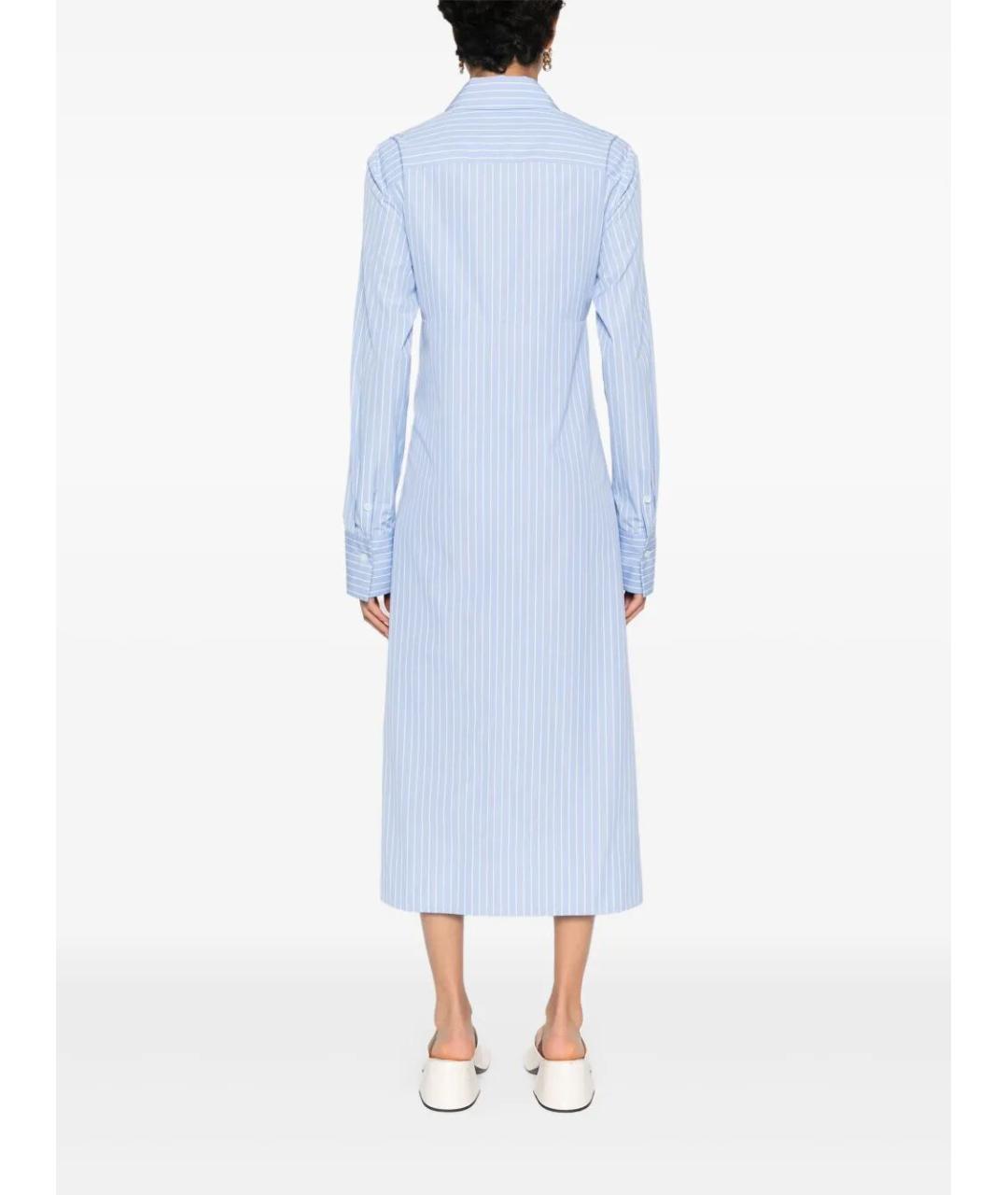 JIL SANDER Голубое хлопковое повседневное платье, фото 4