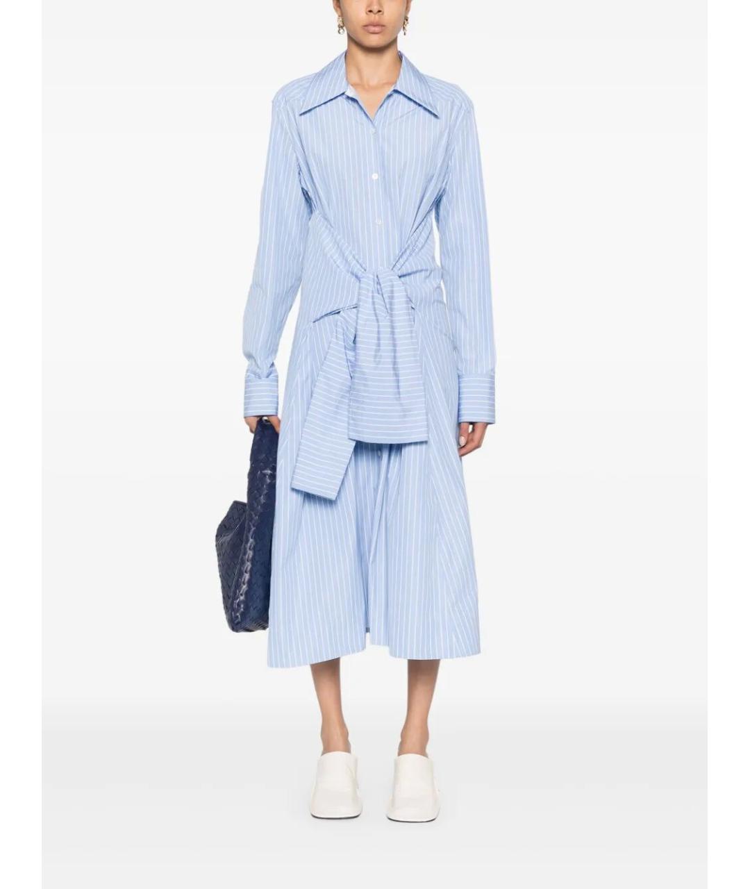 JIL SANDER Голубое хлопковое повседневное платье, фото 2