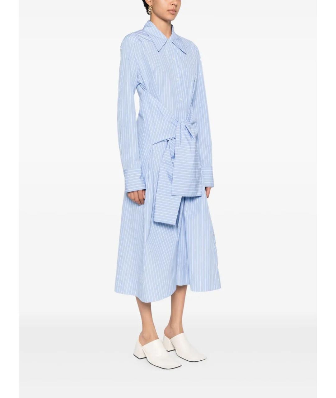 JIL SANDER Голубое хлопковое повседневное платье, фото 3