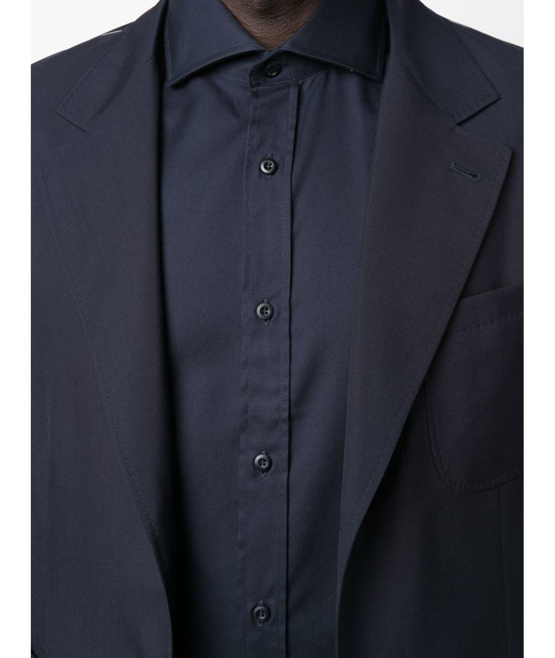 BRUNELLO CUCINELLI Синяя хлопковая классическая рубашка, фото 4