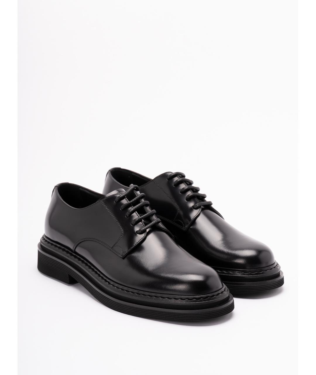 DOLCE&GABBANA Черные кожаные низкие ботинки, фото 5