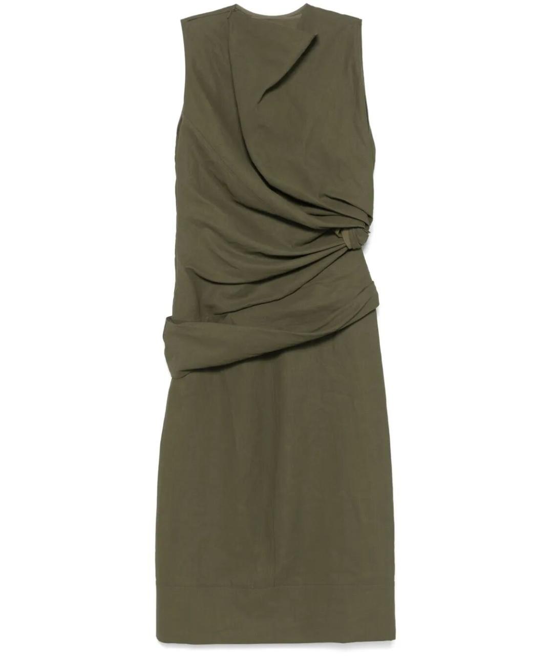JIL SANDER Зеленые льняное повседневное платье, фото 1