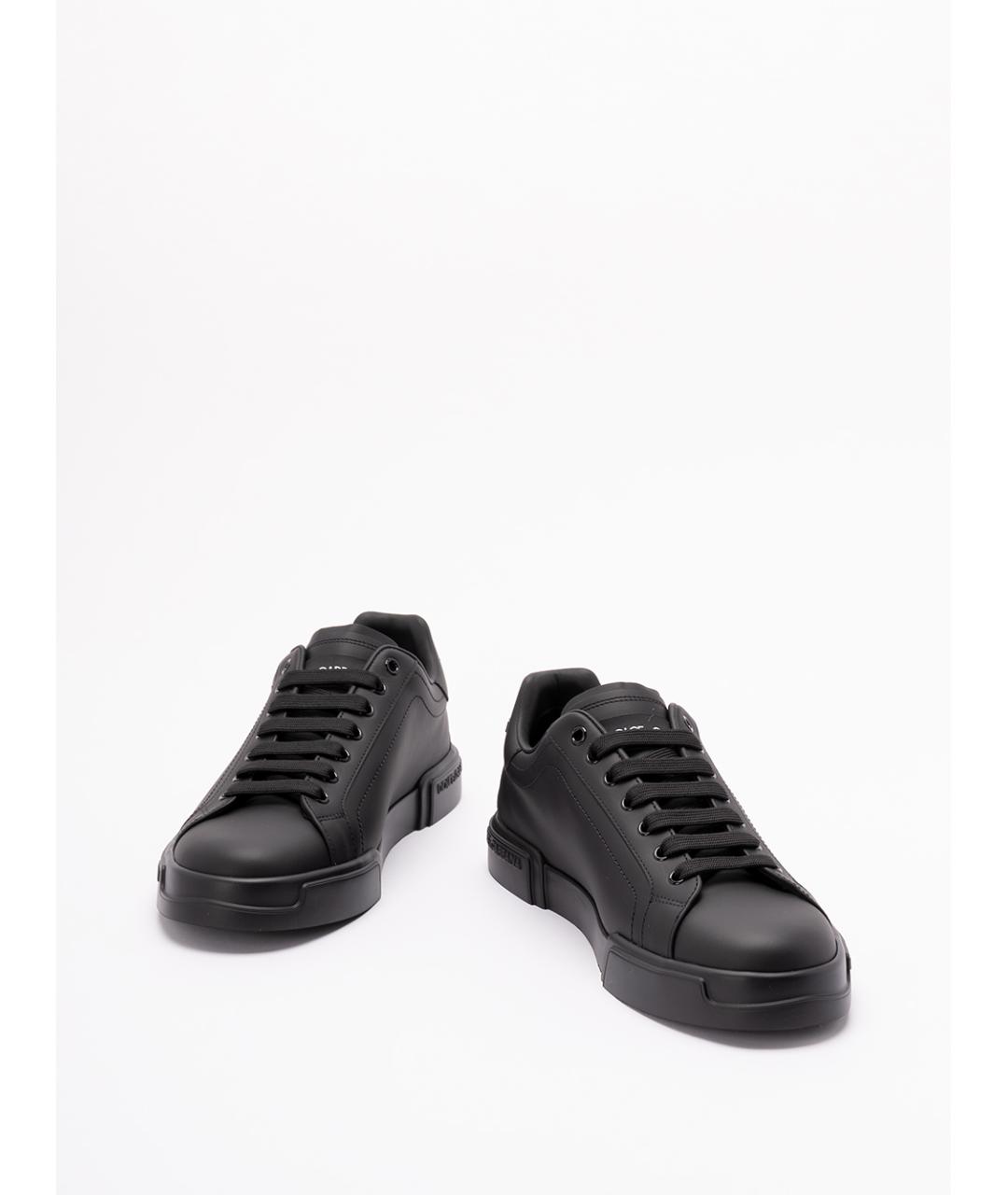 DOLCE&GABBANA Черные кожаные низкие кроссовки / кеды, фото 2