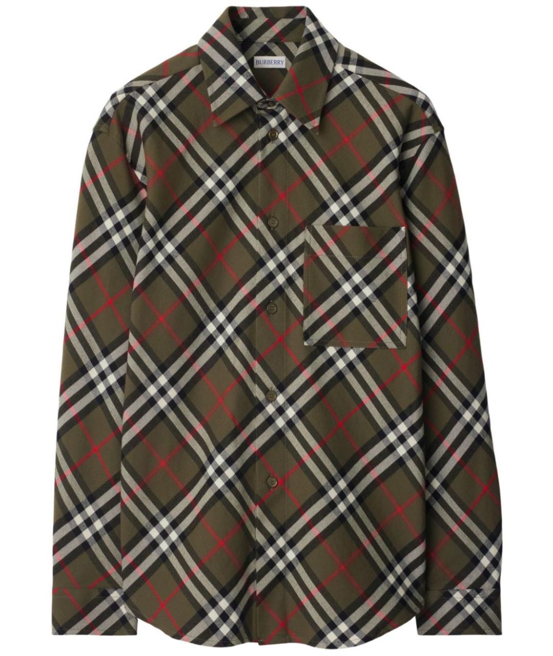 BURBERRY Хаки шерстяная кэжуал рубашка, фото 1