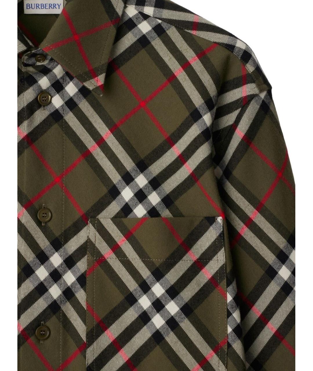 BURBERRY Хаки шерстяная кэжуал рубашка, фото 4