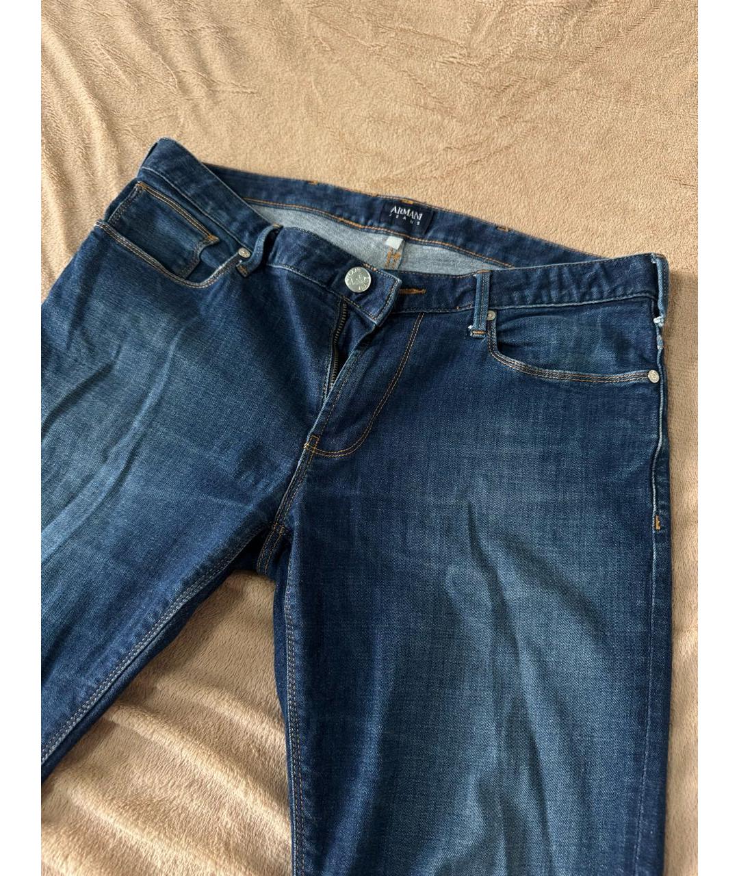 ARMANI JEANS Синие хлопко-эластановые джинсы скинни, фото 3