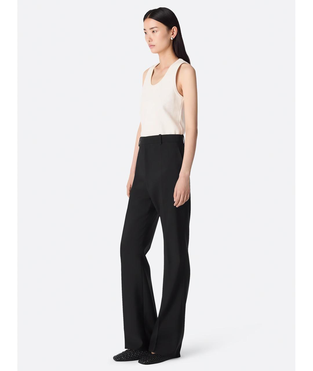 BOTTEGA VENETA Черные шерстяные прямые брюки, фото 4