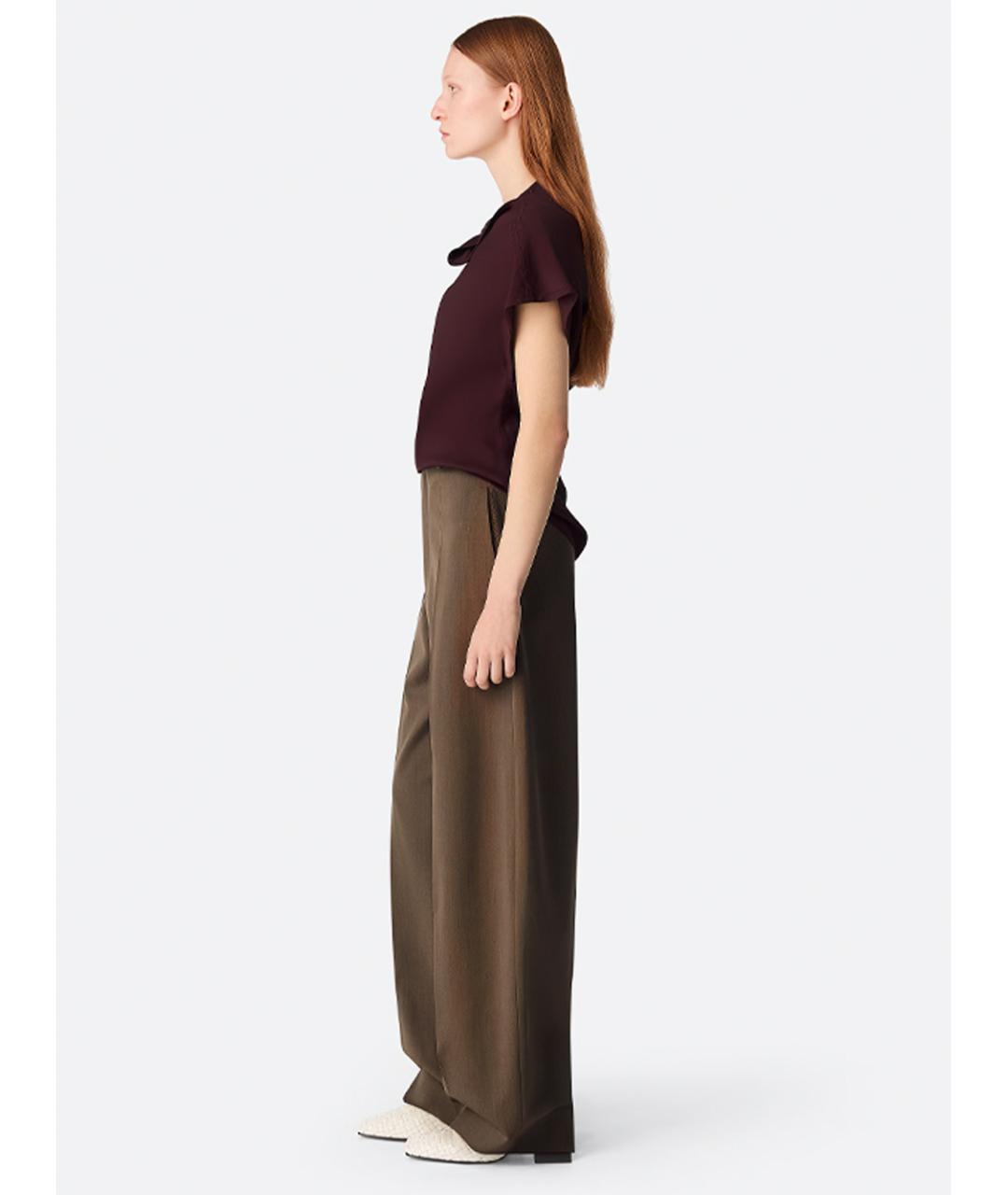 BOTTEGA VENETA Хаки шерстяные прямые брюки, фото 4