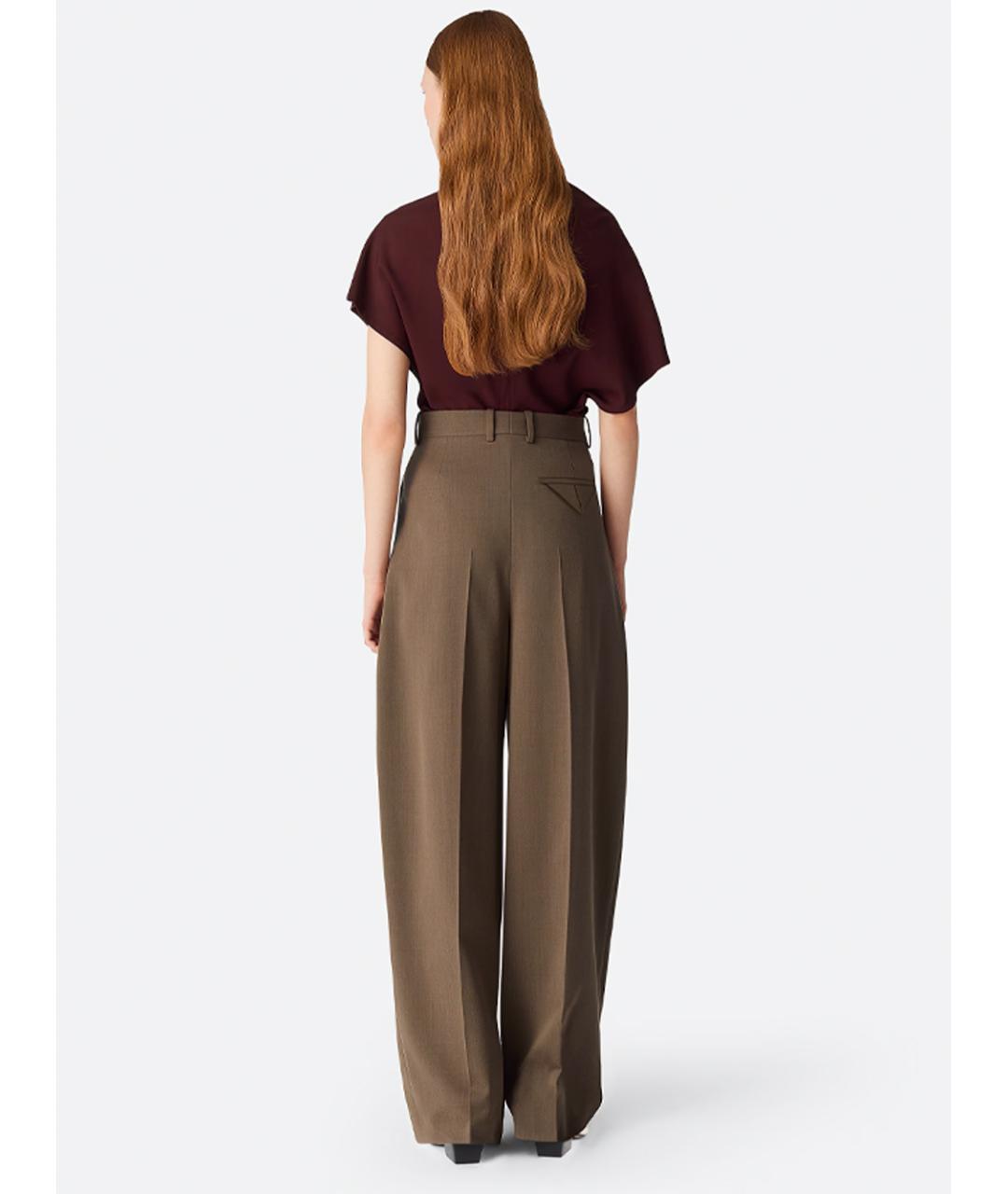 BOTTEGA VENETA Хаки шерстяные прямые брюки, фото 3