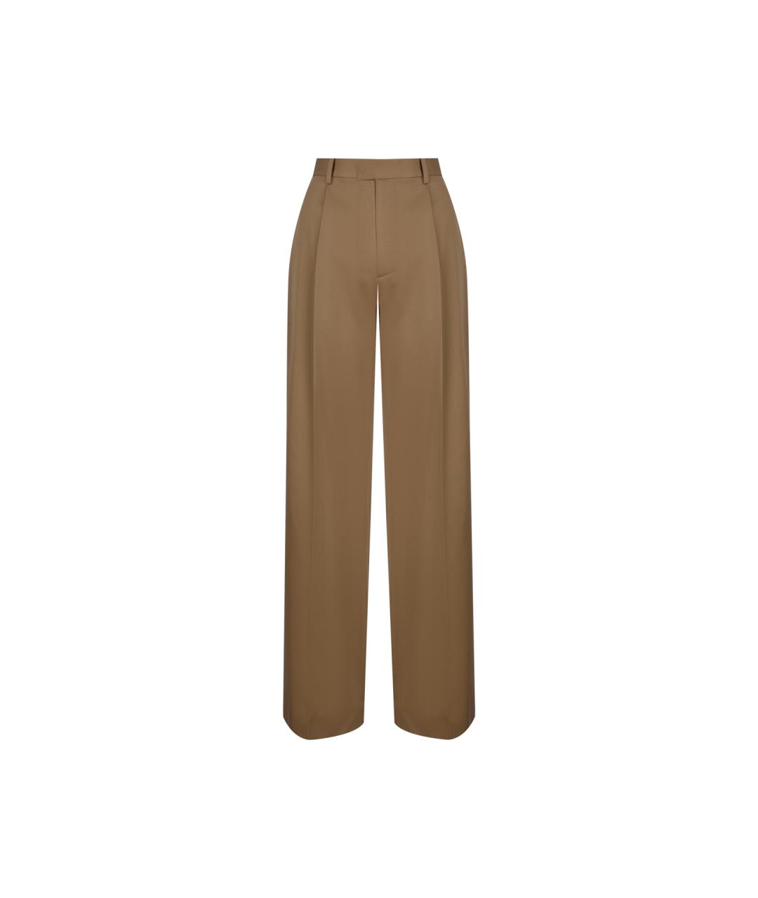 BOTTEGA VENETA Хаки шерстяные прямые брюки, фото 1