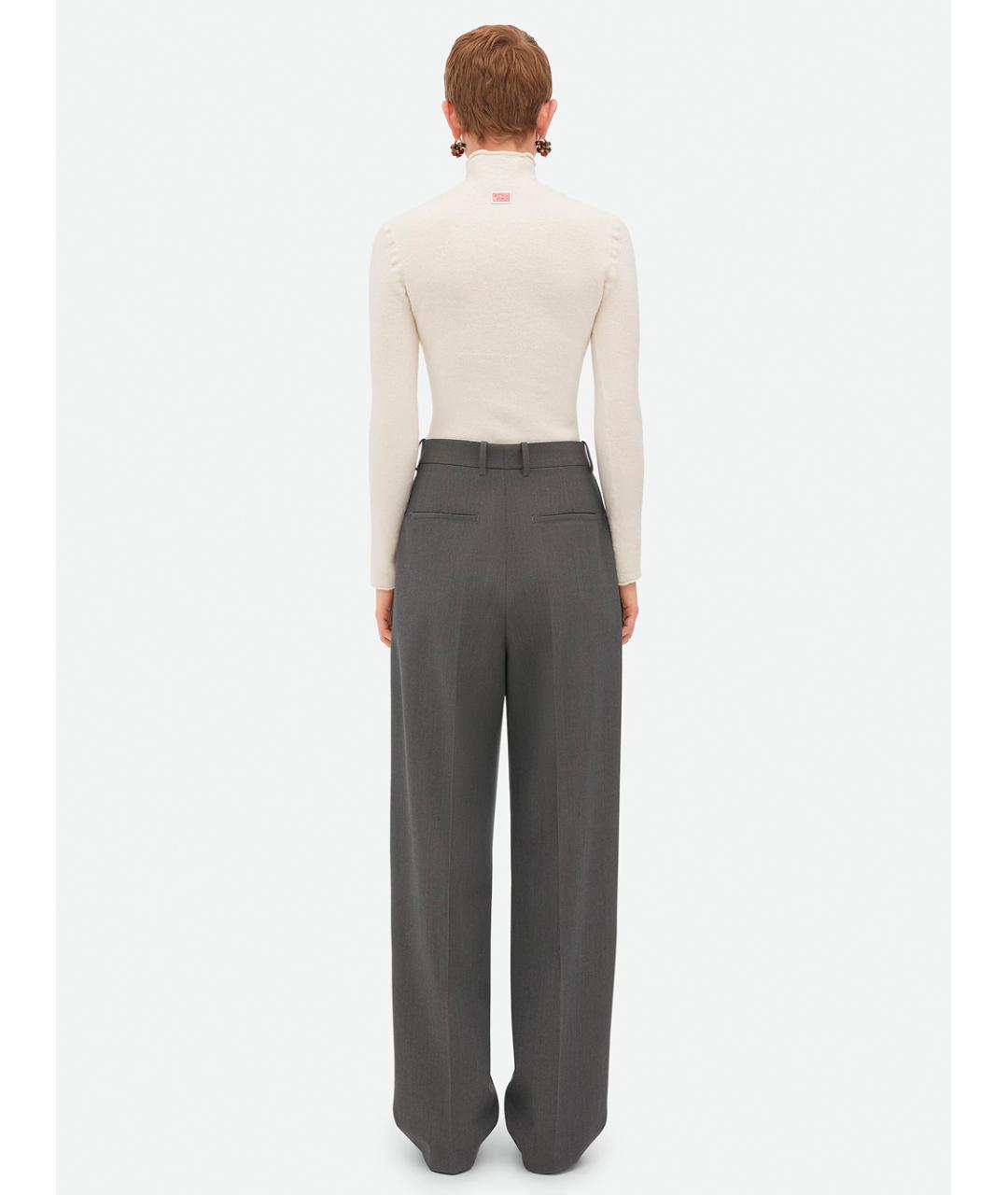 BOTTEGA VENETA Серые шерстяные прямые брюки, фото 3