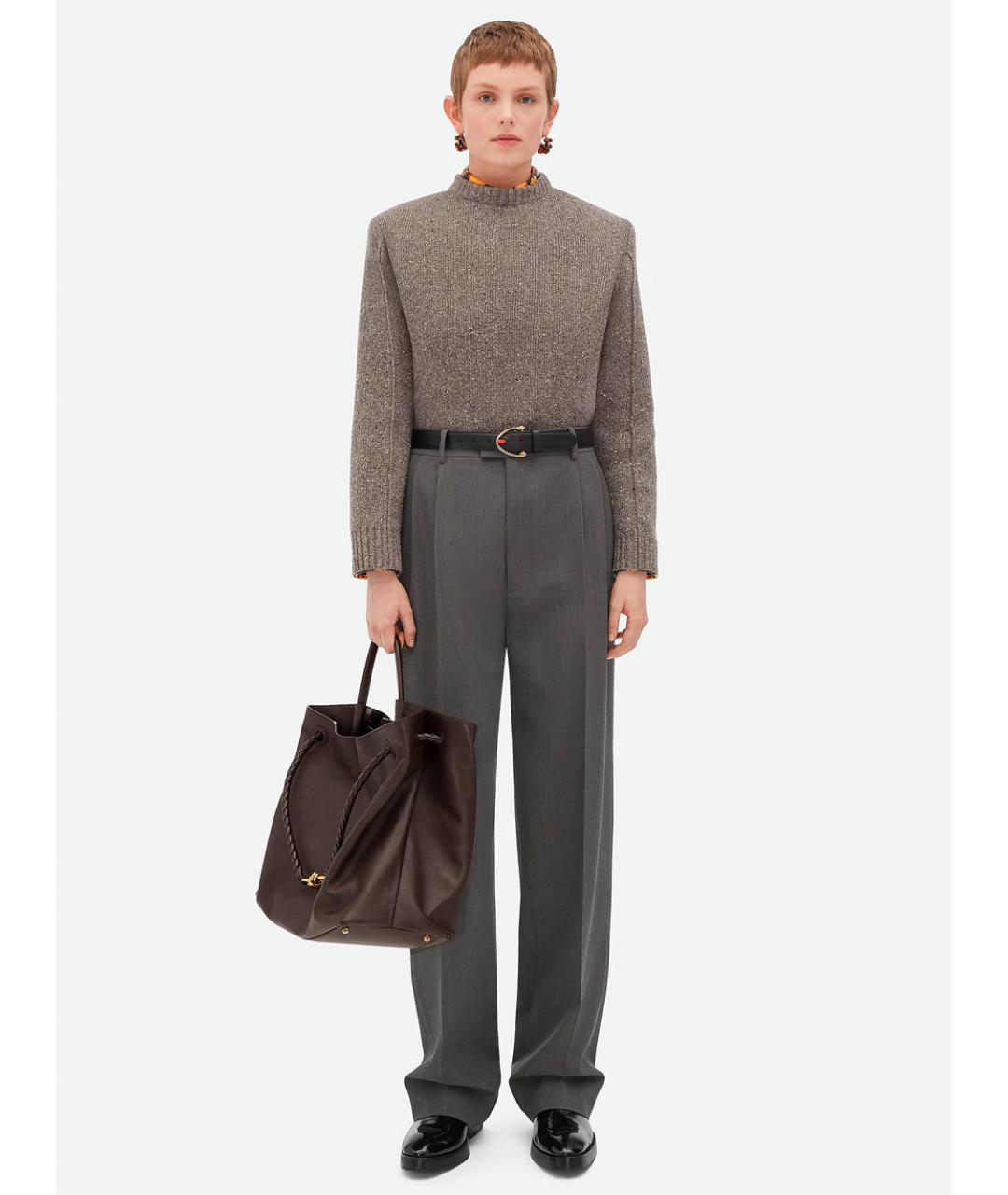 BOTTEGA VENETA Коричневый шерстяной джемпер / свитер, фото 2