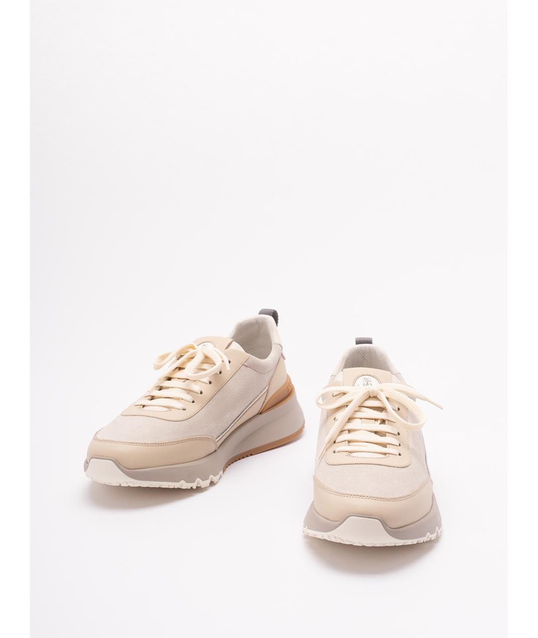 BRUNELLO CUCINELLI Бежевые замшевые низкие кроссовки / кеды, фото 2