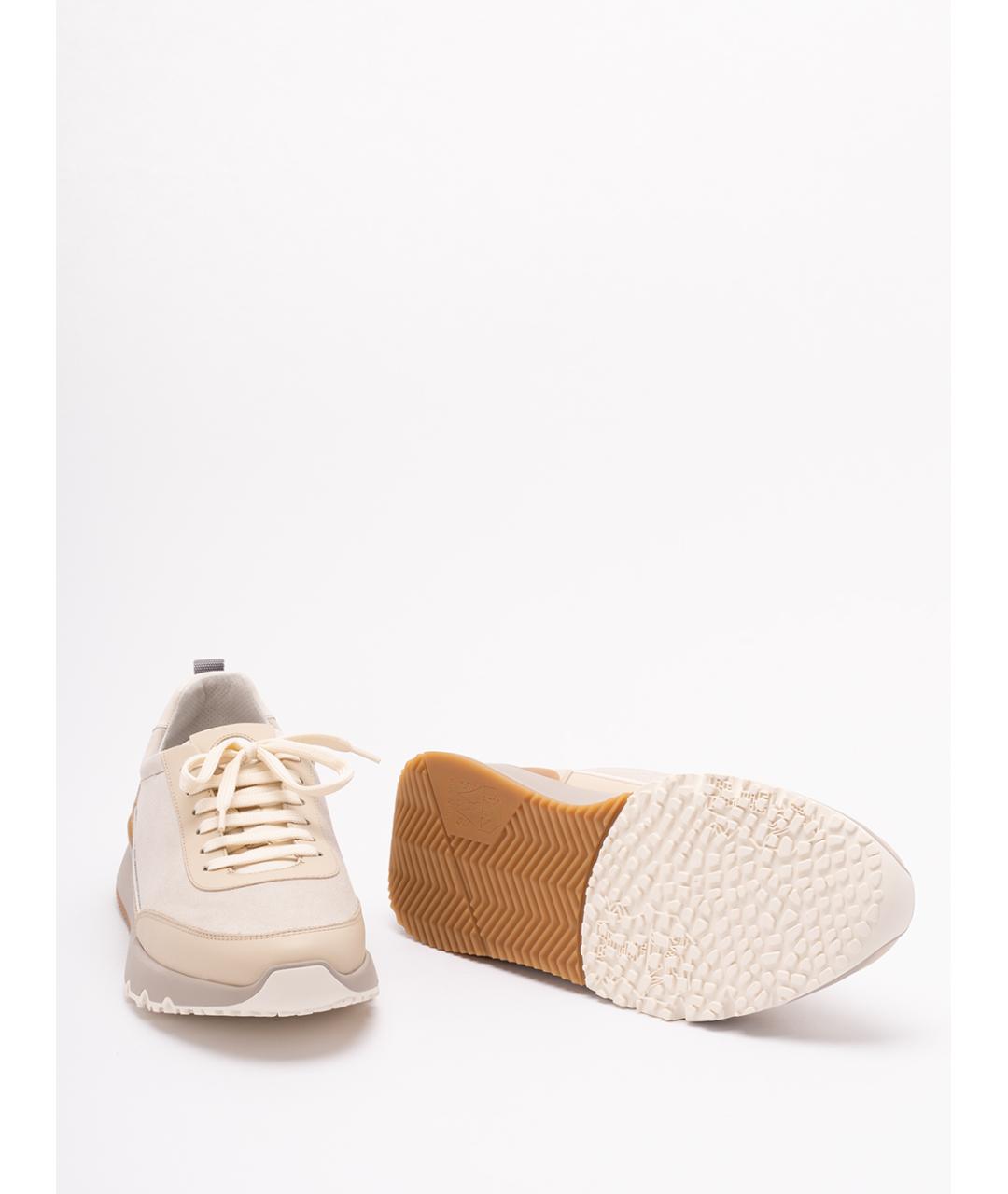 BRUNELLO CUCINELLI Бежевые замшевые низкие кроссовки / кеды, фото 4