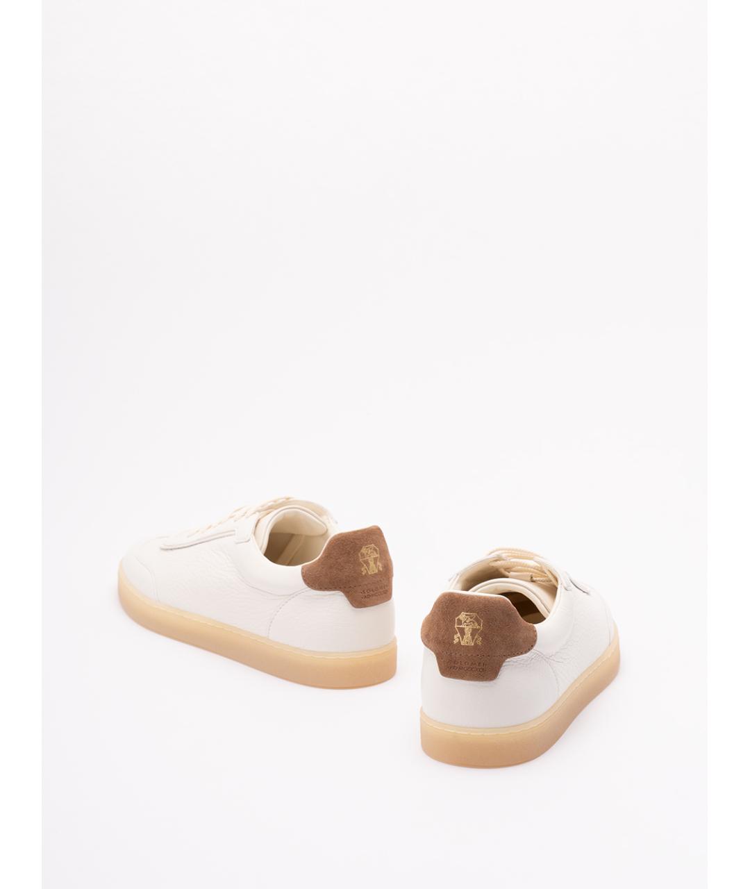 BRUNELLO CUCINELLI Бежевые кожаные низкие кроссовки / кеды, фото 3