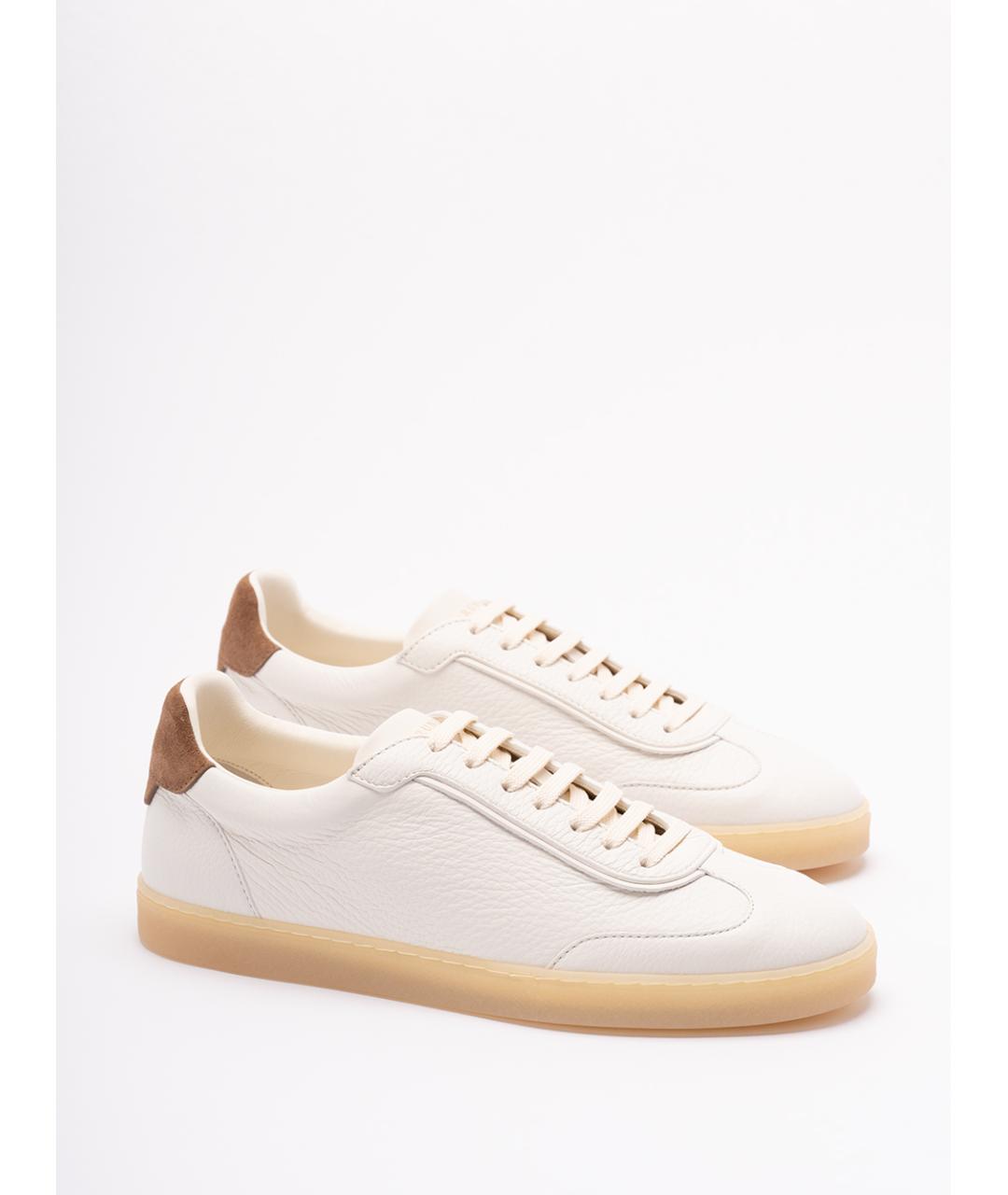 BRUNELLO CUCINELLI Бежевые кожаные низкие кроссовки / кеды, фото 5