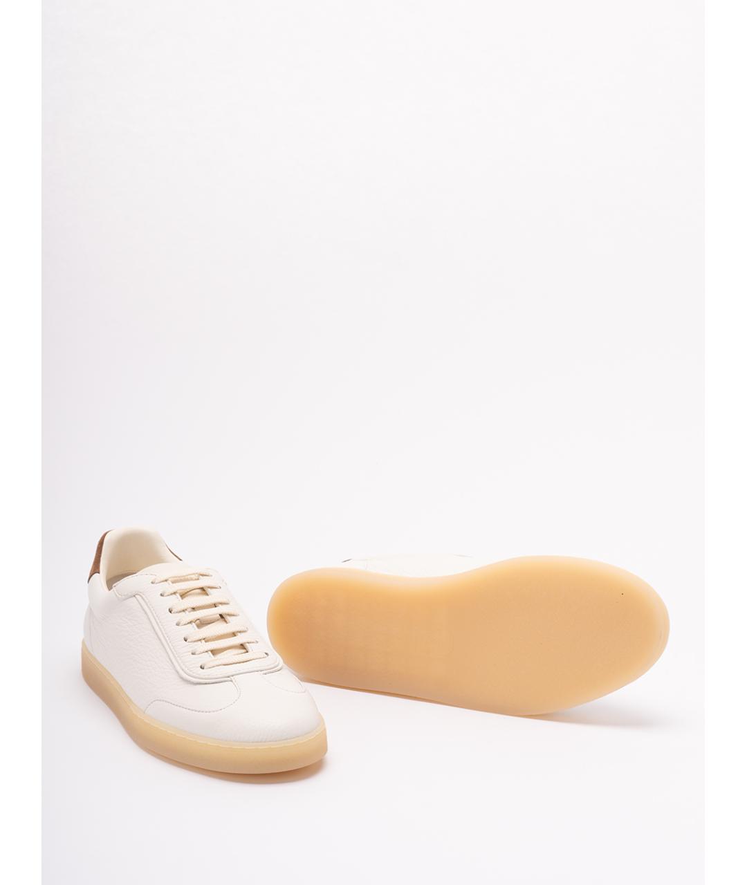 BRUNELLO CUCINELLI Бежевые кожаные низкие кроссовки / кеды, фото 4