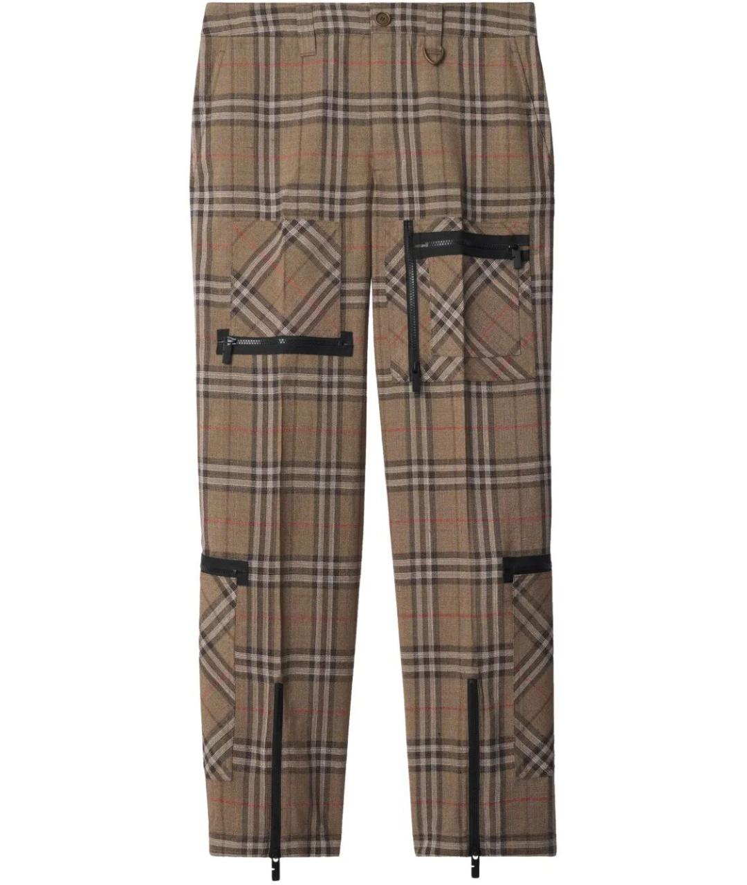 BURBERRY Коричневые вискозные повседневные брюки, фото 1