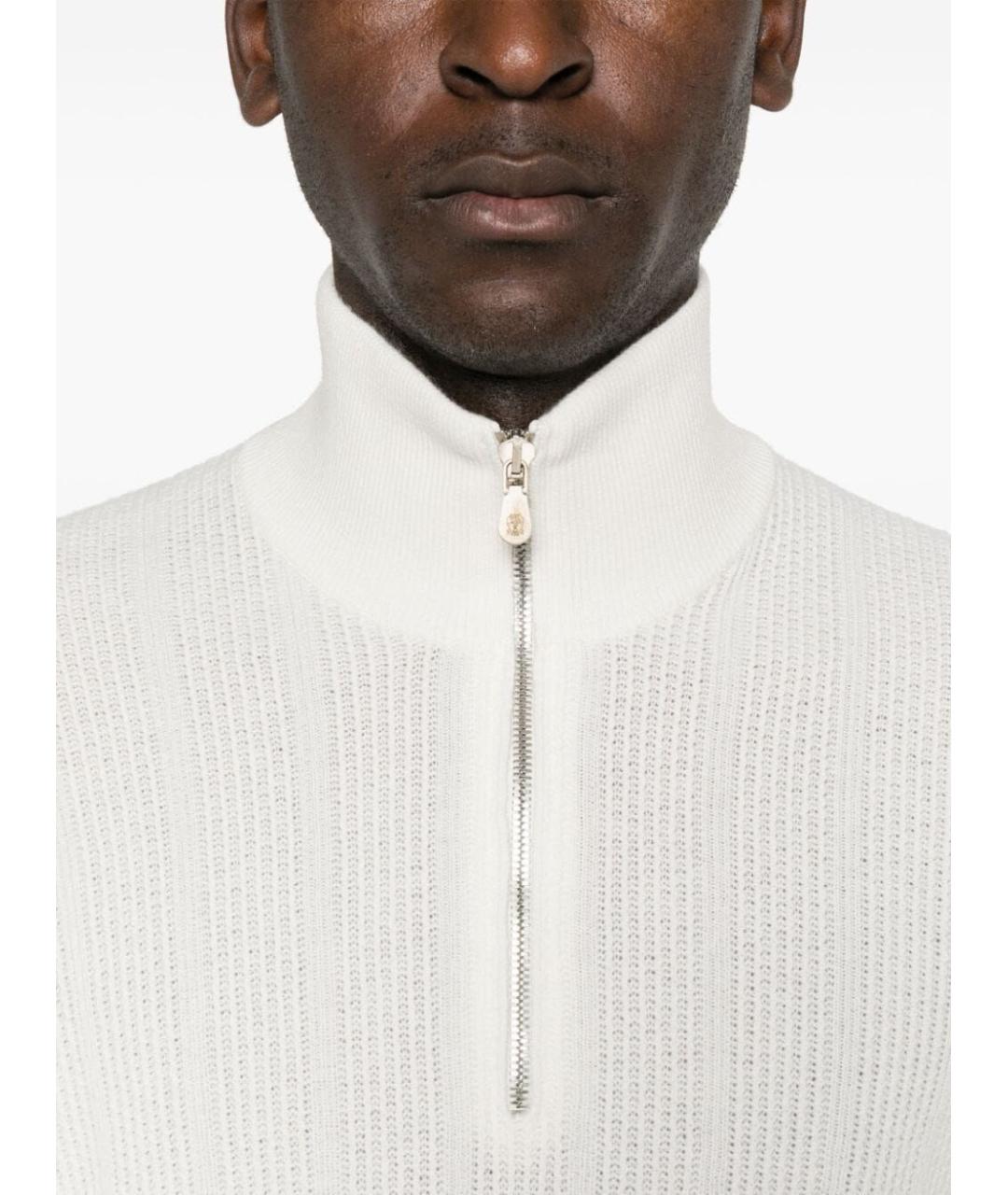 BRUNELLO CUCINELLI Белый кашемировый джемпер / свитер, фото 4