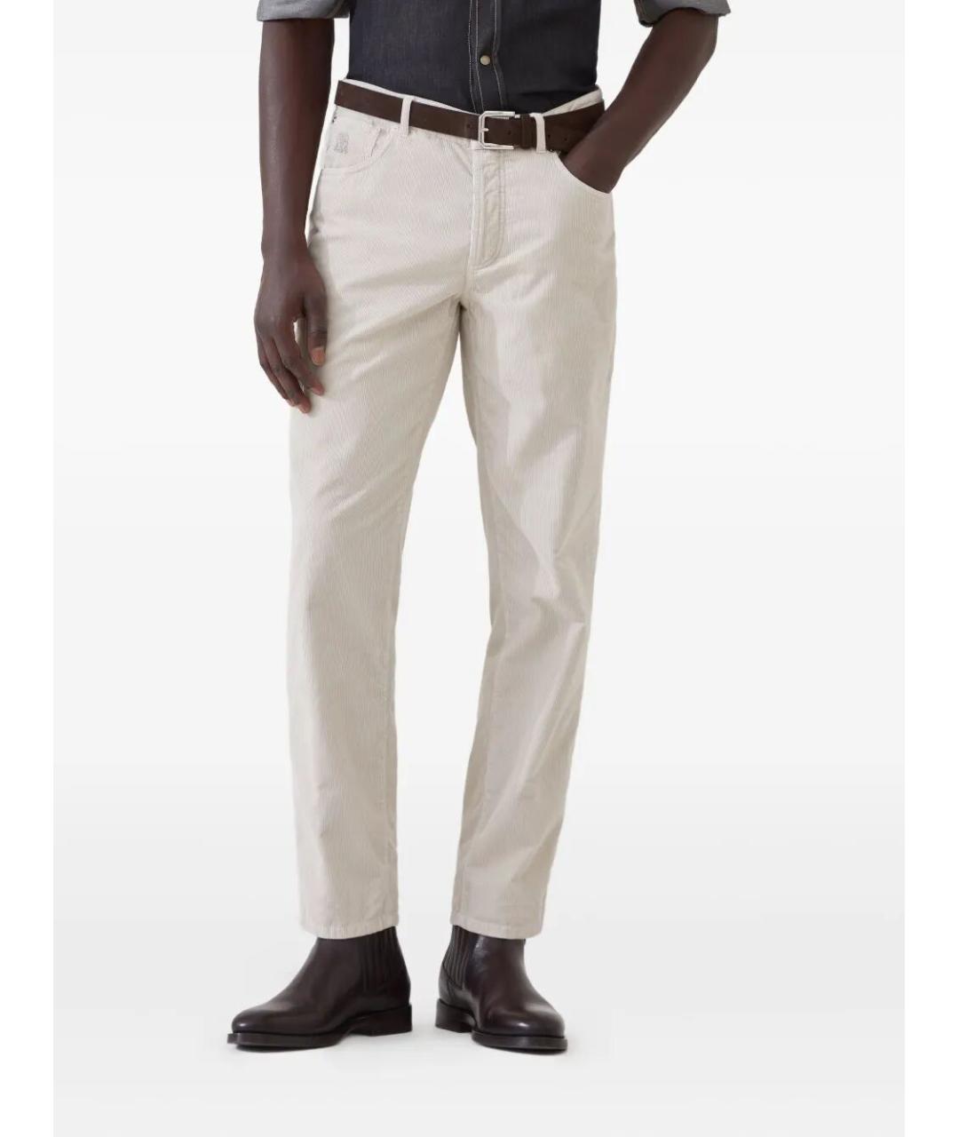 BRUNELLO CUCINELLI Серые хлопковые повседневные брюки, фото 5