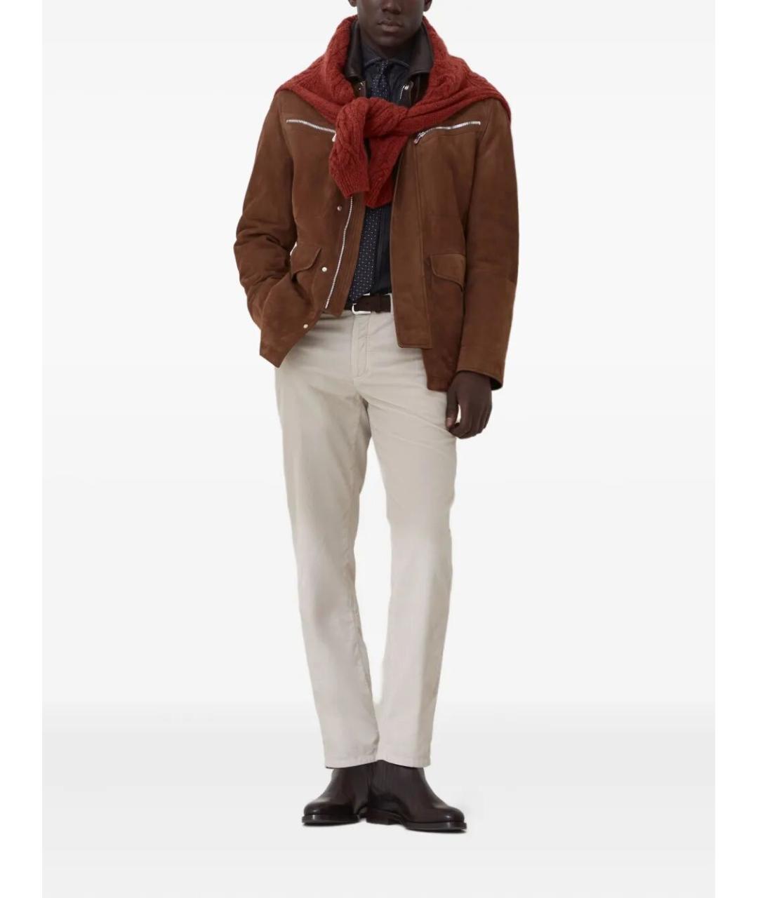 BRUNELLO CUCINELLI Серые хлопковые повседневные брюки, фото 2