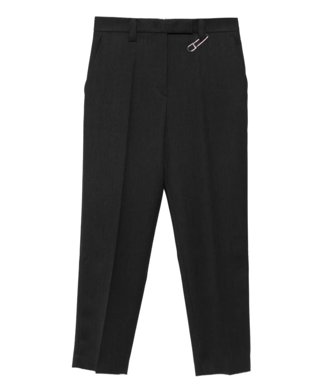 PRADA Антрацитовые шерстяные прямые брюки, фото 1