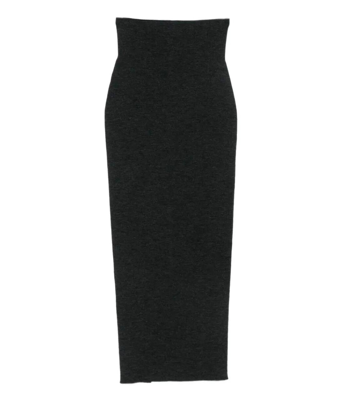 ALBERTA FERRETTI Антрацитовая шерстяная юбка макси, фото 1