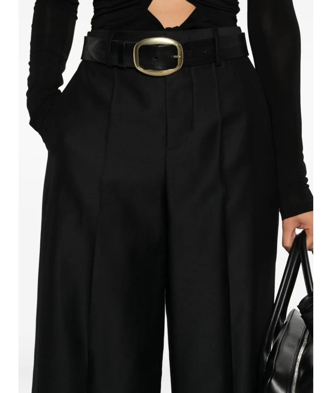 ALBERTA FERRETTI Черные шерстяные прямые брюки, фото 4