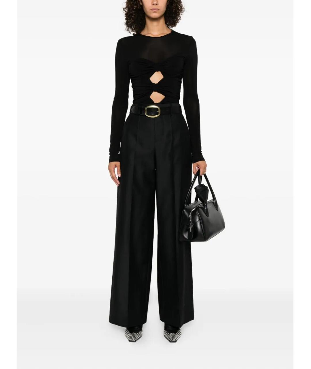 ALBERTA FERRETTI Черные шерстяные прямые брюки, фото 2