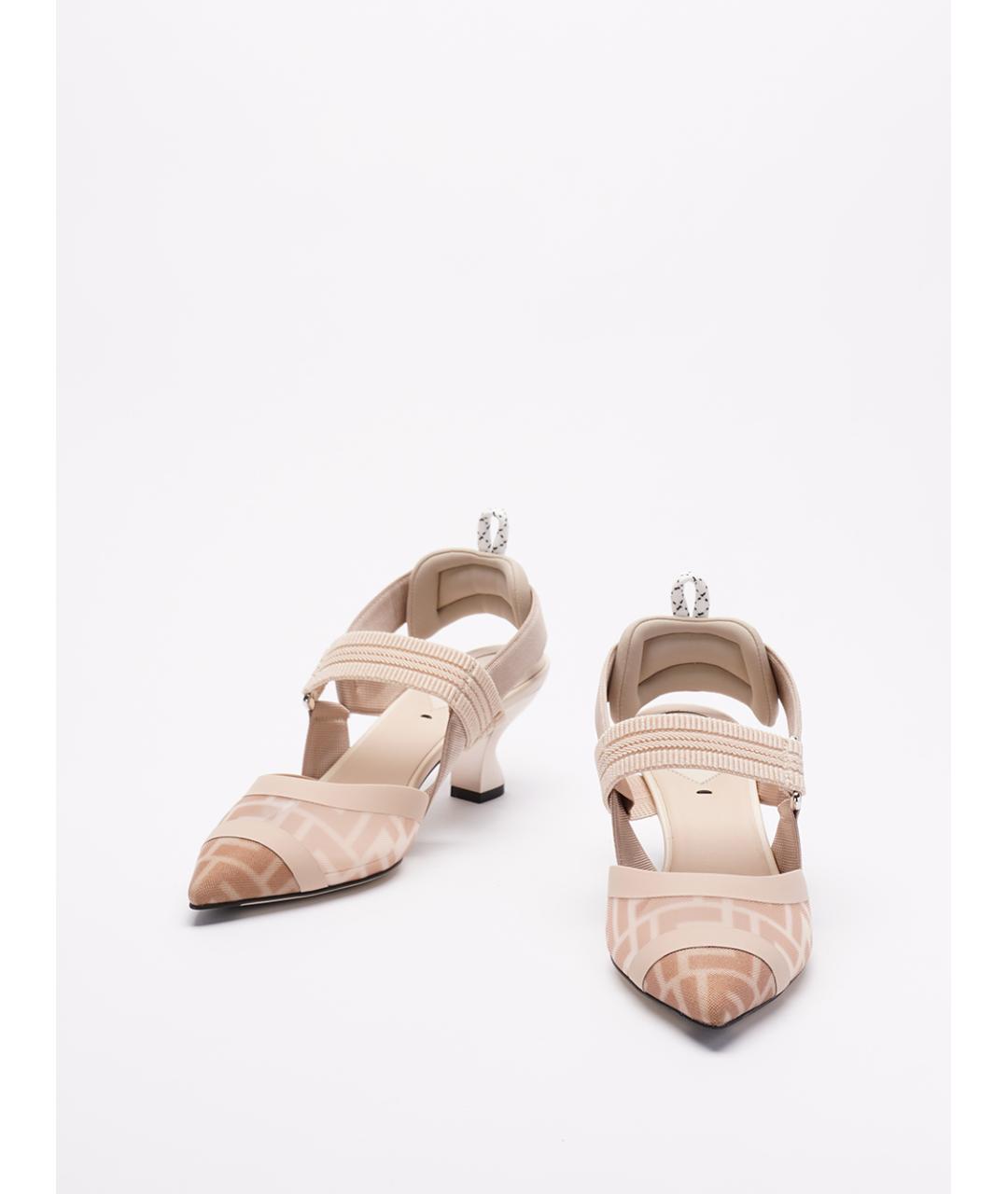 FENDI Бежевые текстильные туфли, фото 2