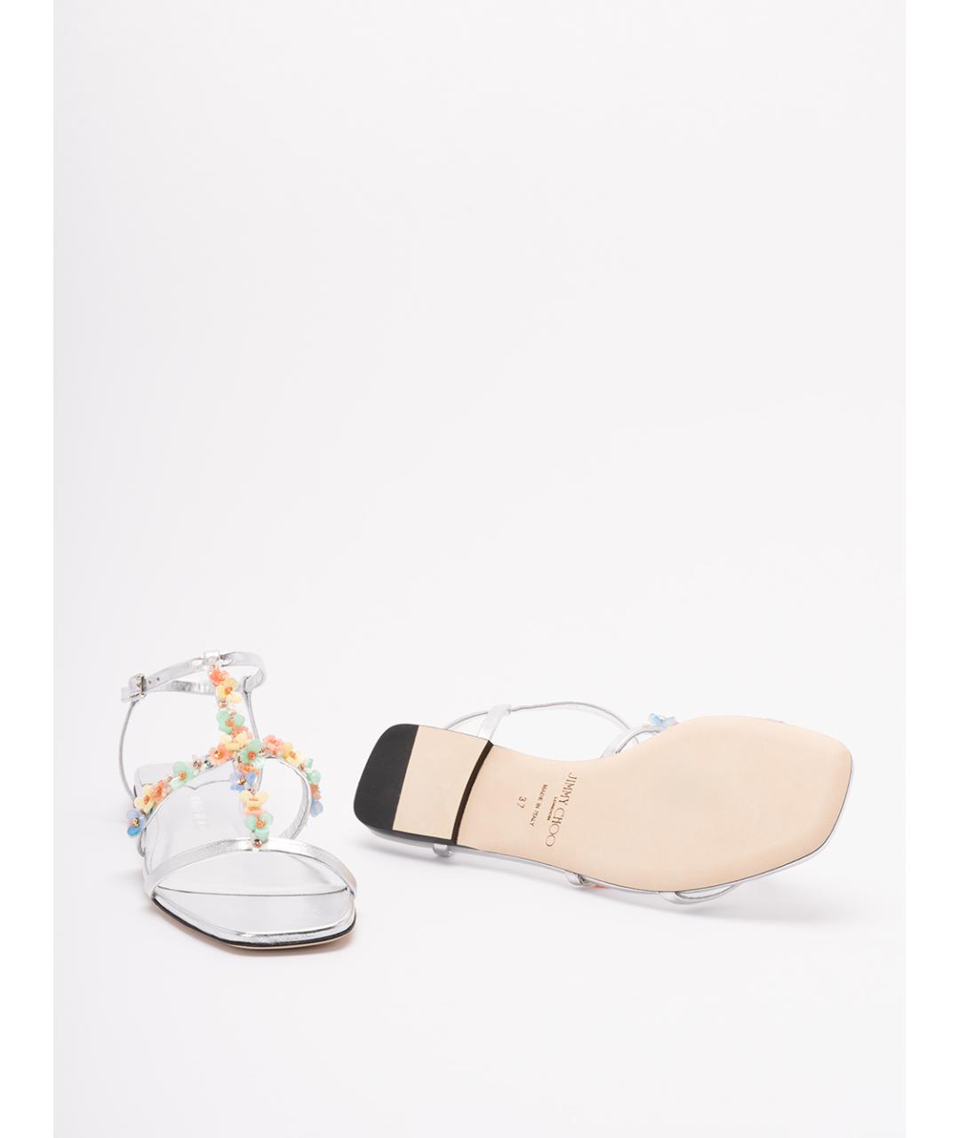 JIMMY CHOO Белые кожаные сандалии, фото 4
