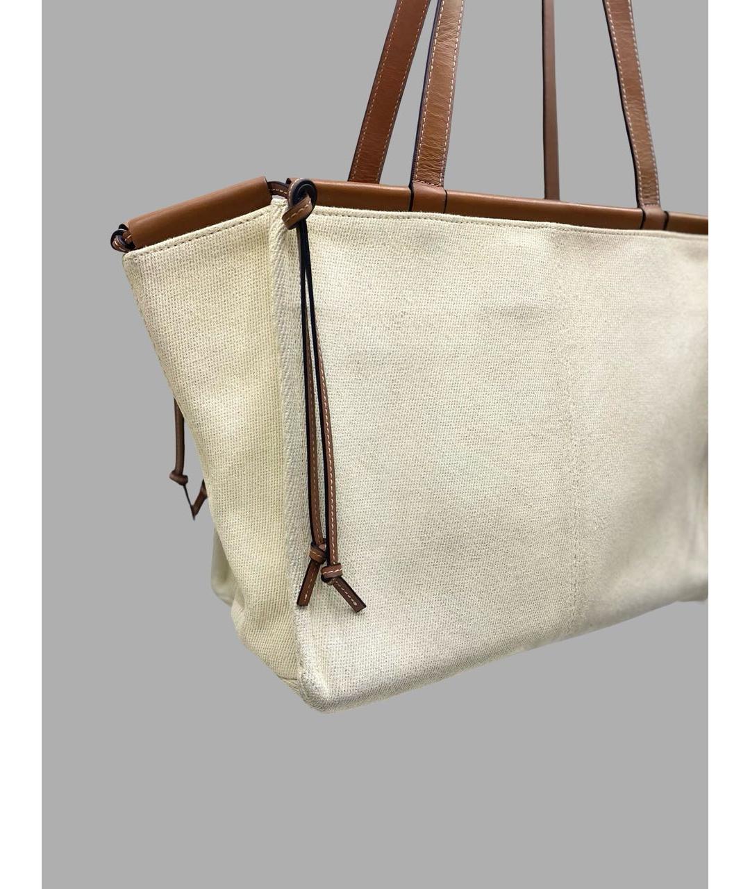 LOEWE Бежевая хлопковая пляжная сумка, фото 3