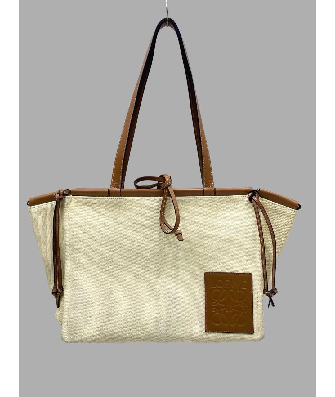 LOEWE Бежевая хлопковая пляжная сумка, фото 6
