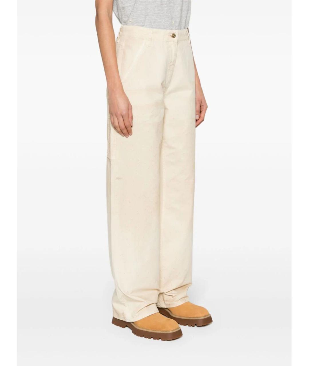 GOLDEN GOOSE DELUXE BRAND Бежевые хлопковые прямые брюки, фото 3