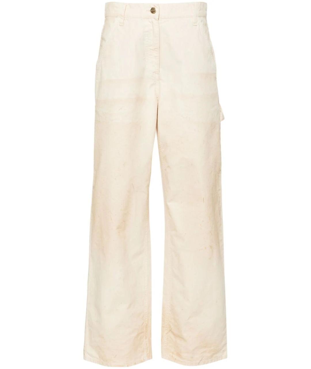GOLDEN GOOSE DELUXE BRAND Бежевые хлопковые прямые брюки, фото 1