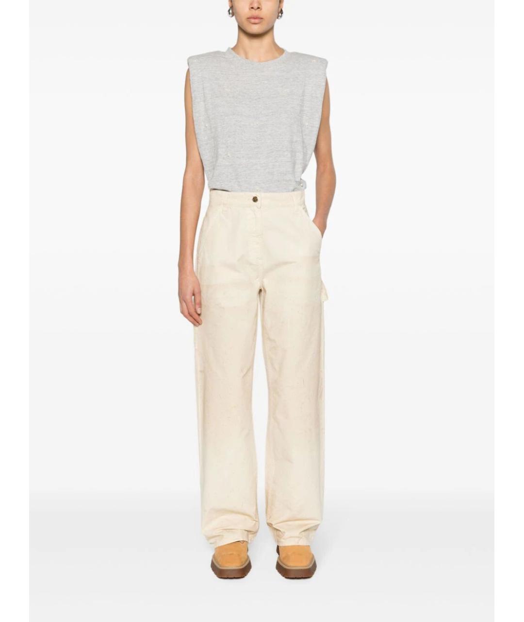 GOLDEN GOOSE DELUXE BRAND Бежевые хлопковые прямые брюки, фото 2