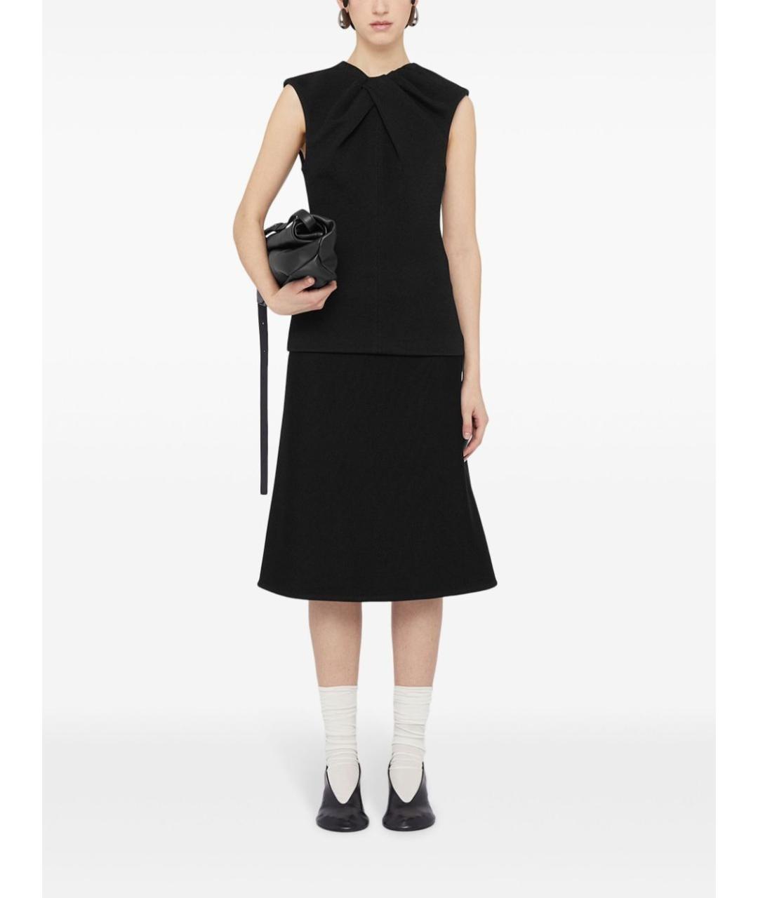 JIL SANDER Черная вискозная юбка миди, фото 2