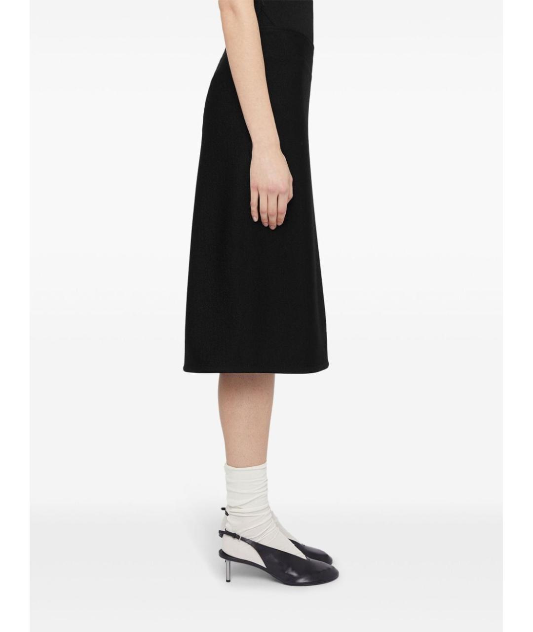 JIL SANDER Черная вискозная юбка миди, фото 5
