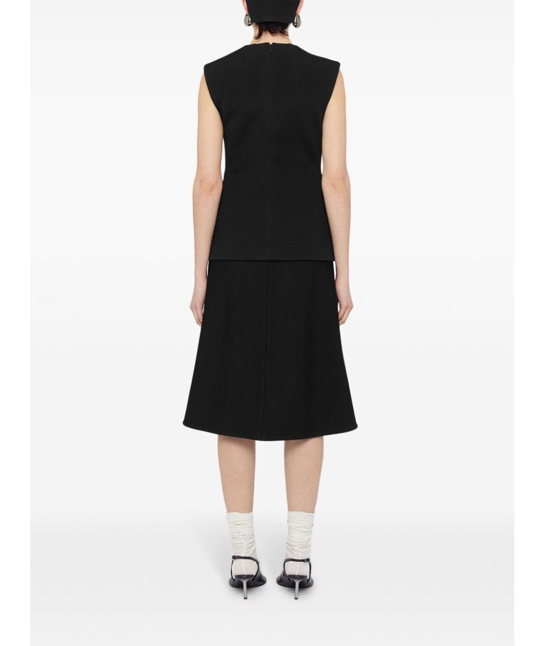 JIL SANDER Черная вискозная юбка миди, фото 4