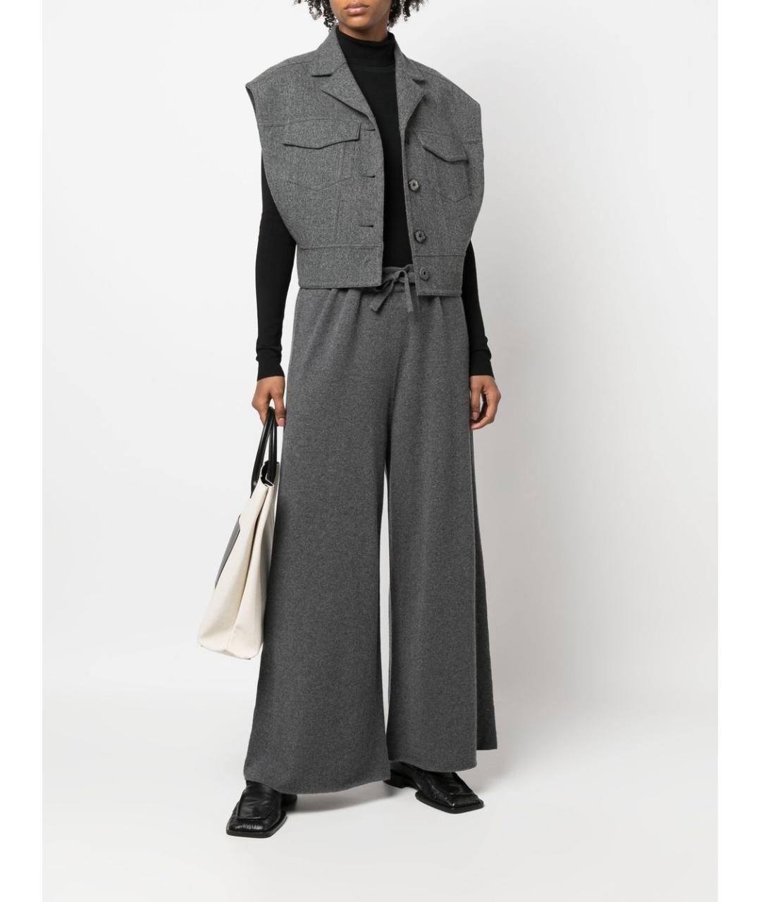 JIL SANDER Антрацитовые кашемировые брюки широкие, фото 2