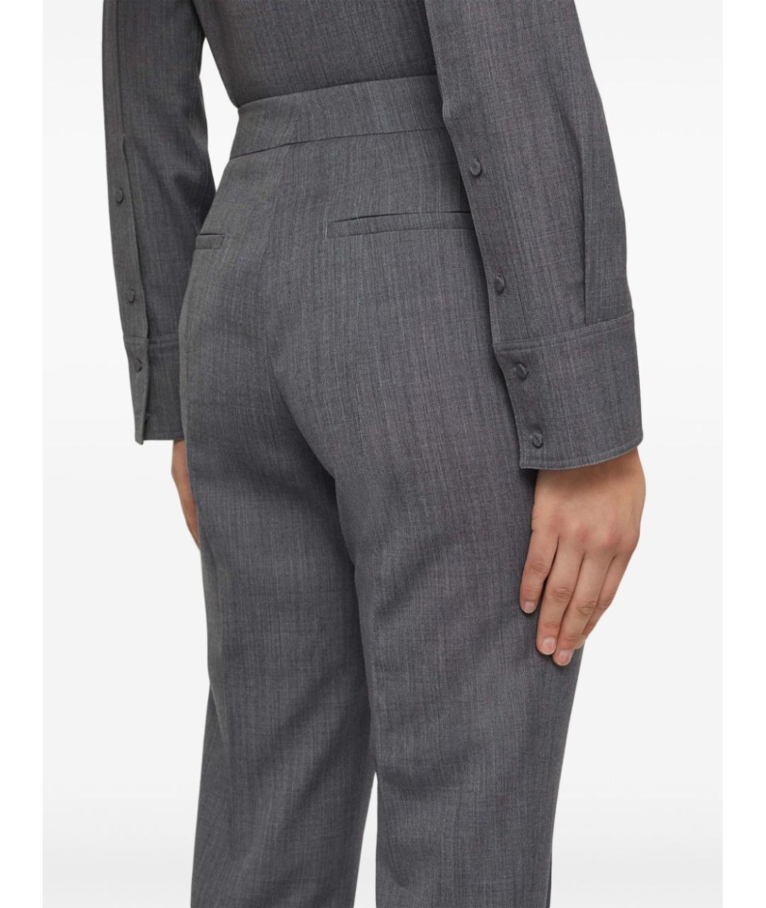 JIL SANDER Серые шерстяные прямые брюки, фото 4