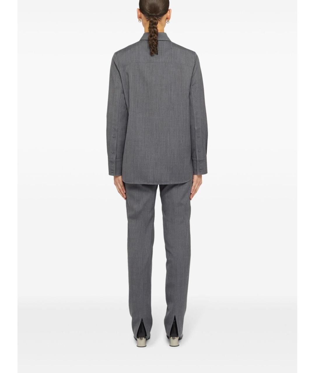 JIL SANDER Серые шерстяные прямые брюки, фото 5