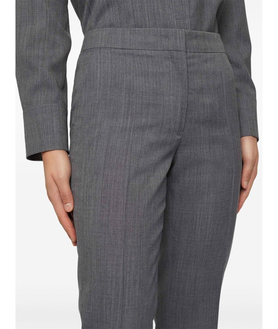 JIL SANDER Серые шерстяные прямые брюки, фото 6