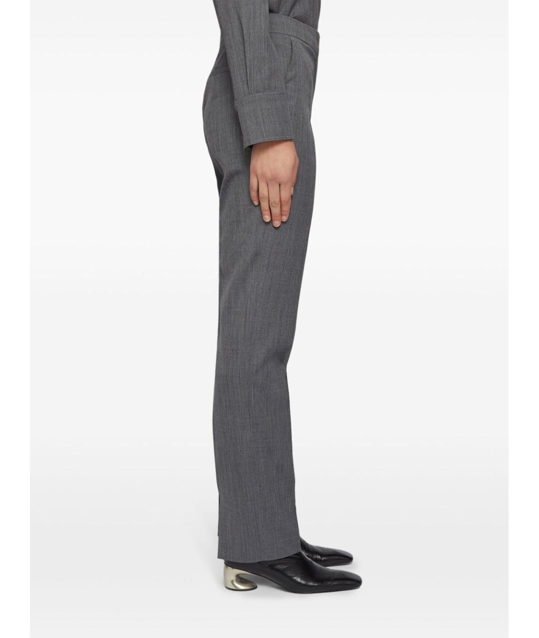 JIL SANDER Серые шерстяные прямые брюки, фото 3