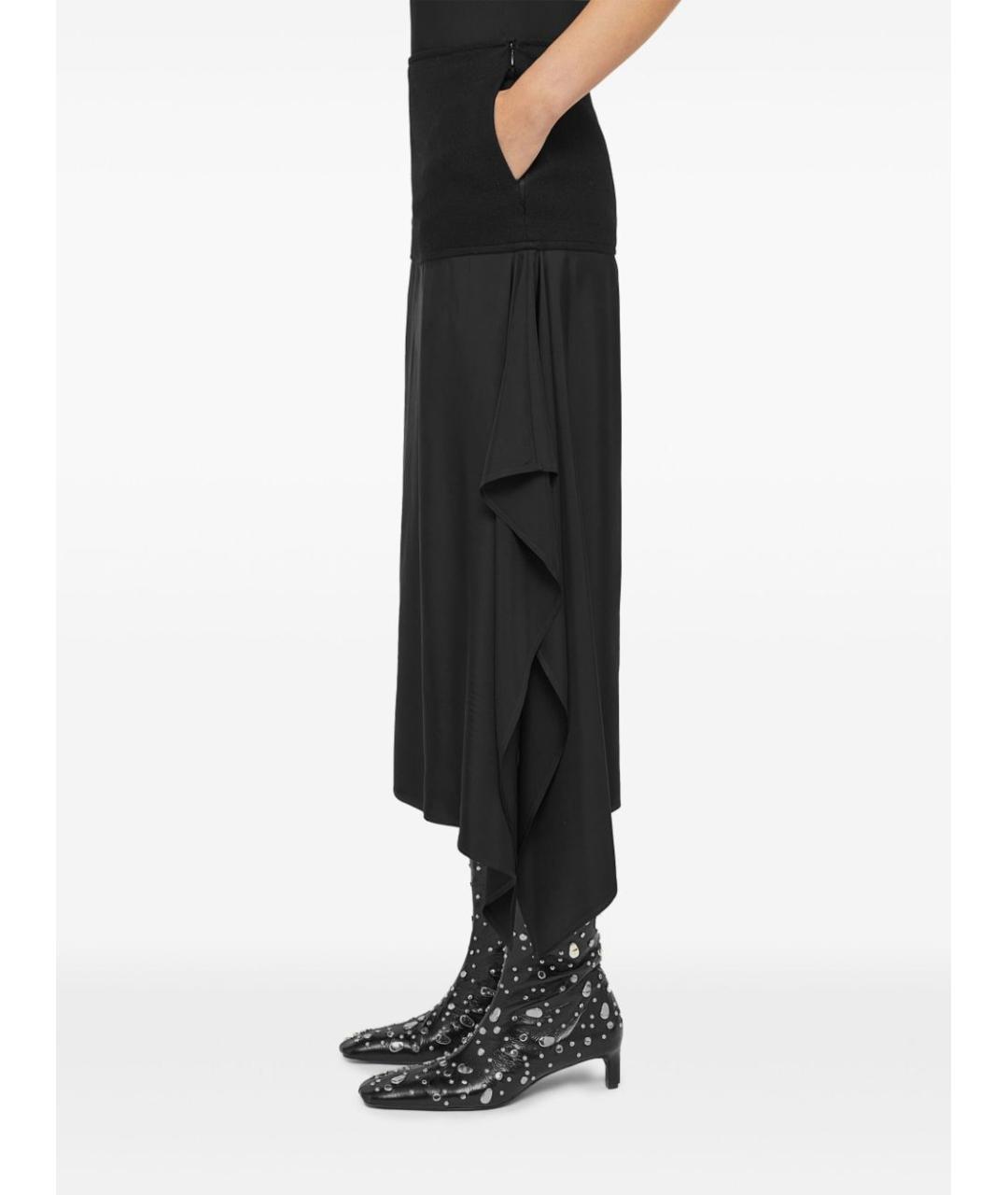 JIL SANDER Черная шерстяная юбка миди, фото 3