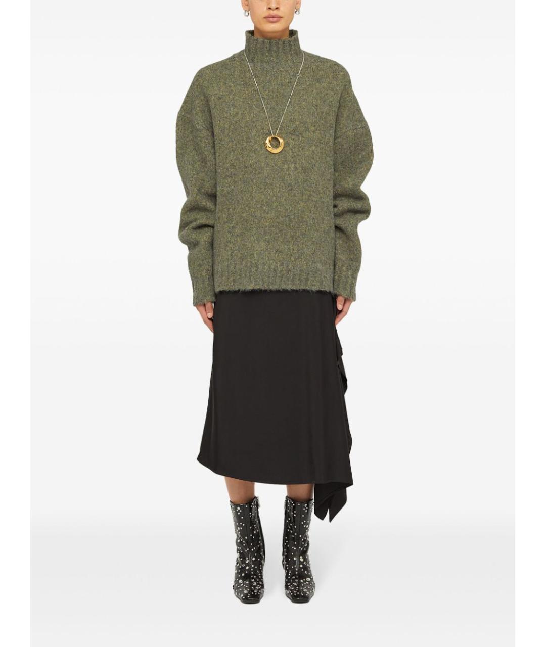 JIL SANDER Черная шерстяная юбка миди, фото 2